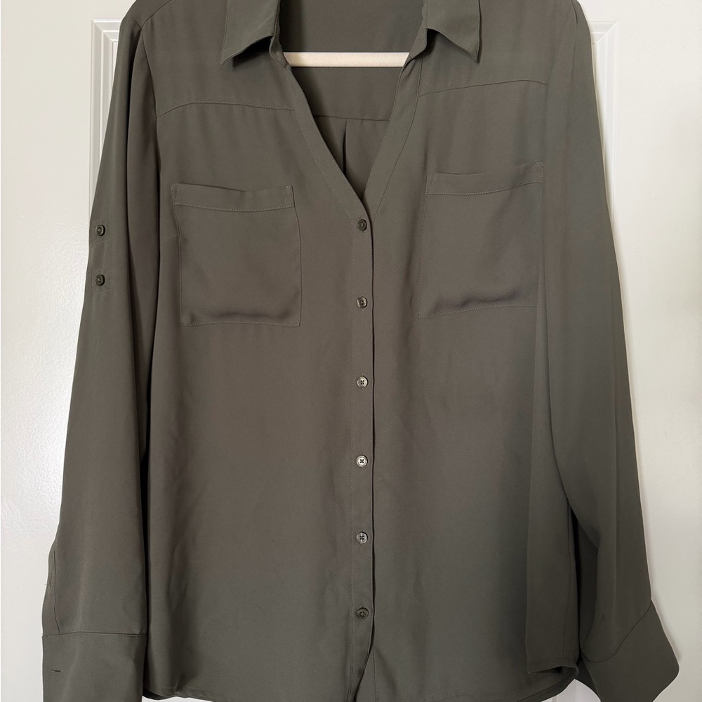 Express Olive Green Portofino Shirt